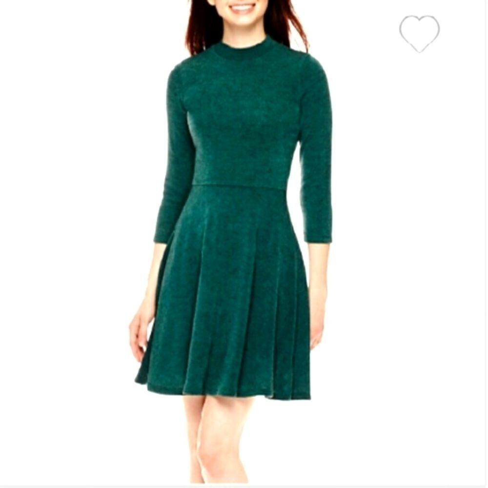 NWT green mockneck sweater skater dress sz Xl